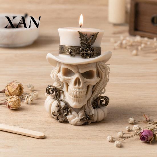 Aromatherapy Candle Mold 3D Cowboy Skull Silicone Mold, Halloween Skeleton for Epoxy Shaped Resin, Making, Soap, Clay, Wax Casting, Home Decor
