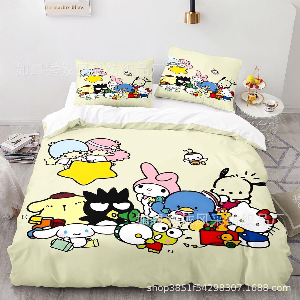 Комплект постельного белья Sanrio Little Twin Stars: одеяло, пододеяльник, наволочка, 2-3 предмета, детский и взрослый размер.