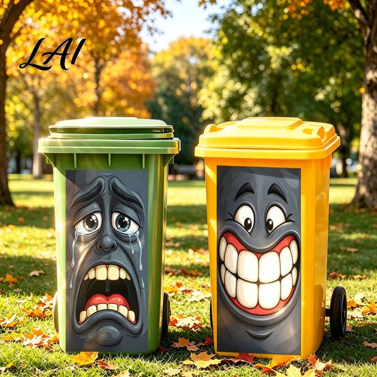 Holiday Trash Can Party Decorations Funny Cartoon Sticker Cute Big Eye Expression Decorative Removable PVC Stickers for Recycling Bins Adhesive