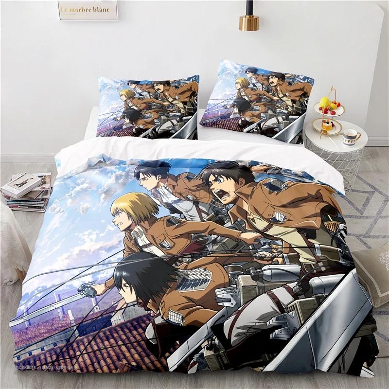 Japan Attack On Titan 3d Duvet Cover Sets Printed Bedding Set Pillowcase Twin Full Queen King Size Linen Bedclothes Dropshipping