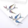 Высококачественная эмалевая брошь в виде ветки ласточки со стразами, креативная изысканная женская брошь для корсажа и пальто