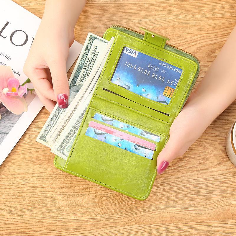 Women's Cute Soft Leather Zipper Wallet - Student-Friendly Two-Fold Coin Purse