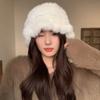 Autumn and Winter Cloud Plush Hat Female Warm Rabbit Fur Hat Big Head Circumference Shows Small Face Fluffy Basin Hat