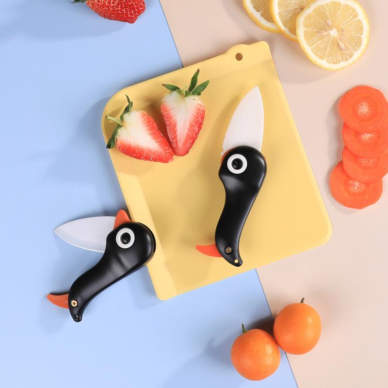 Penguin Creative Cartoon Ceramic Knife Folding Knife Fruit Knife Kitchen Knife Portable Small Knife Peeling Knife