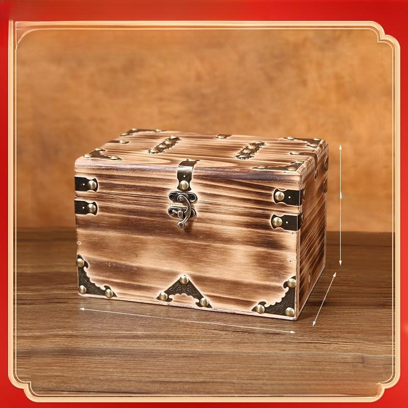 Wooden Tabletop Storage Box With Latch For Home Office Essentials