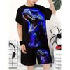 Children's Casual Set: Summer Boys' Fashionable Printed Short-Sleeve Shirt and Shorts Set