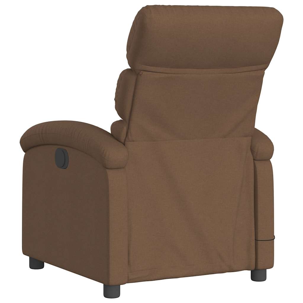 Electric Massage Recliner Chair Brown Fabric