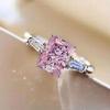 Jewelry, Fashion Square Pink Diamond Zircon Ring For Women, Sweet And Romantic Bridal Wedding Ring