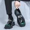 Fashion Fashionable Classic Green Men's Comfortable Thick Sole Anti Slip Loafers Brand Spring New Men Square Toe Wedding Business Shoes