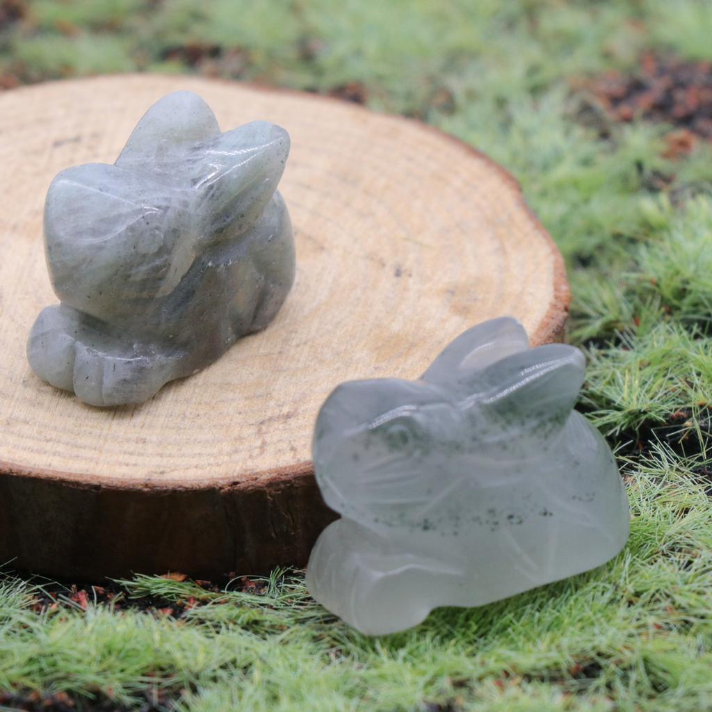 Статуя кролика из натуральных камней, резные фигурки животных, целебные кристаллы, декор для комнаты, драгоценный камень, брелок для рукоделия