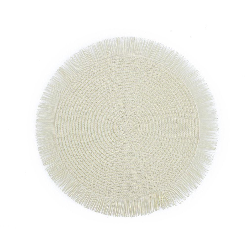 Round Heat Resistant Place Mat with Tassel Dining Table Mat Braided Placemat  Home