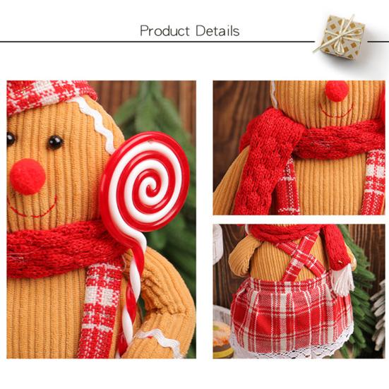 Рождественский пряничный человечек, плюшевая игрушка-кукла с выдвижными ногами, мягкая кухонная пряничная кукла для рождественской вечеринки, домашний декор