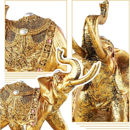 Счастливая статуэтка слона, 7-дюймовая элегантная фигурка слона для домашнего декора, уникальное и изысканное украшение для гостиной, центральный элемент стола, полки