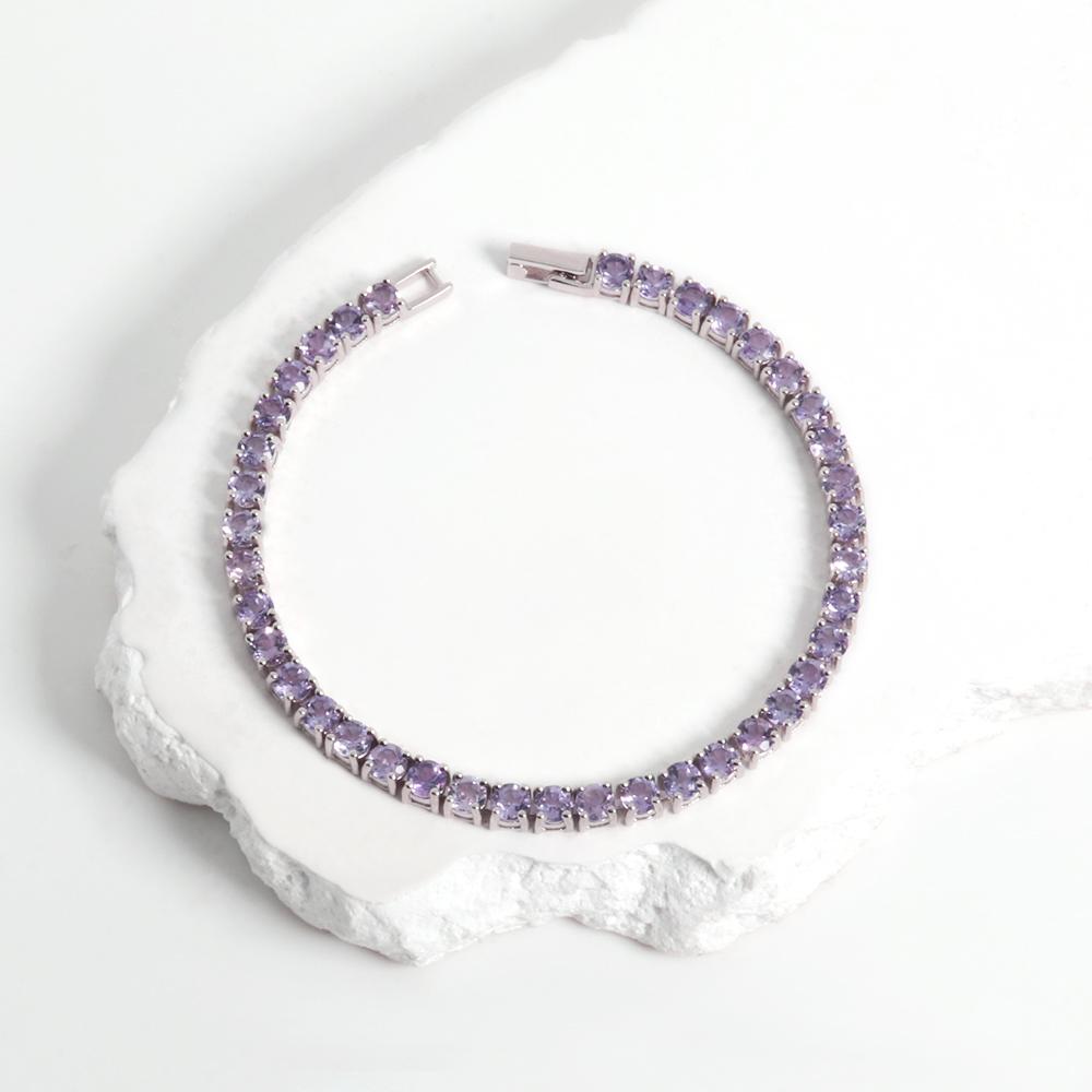 Браслет из натурального бразильского аметиста из стерлингового серебра 925 пробы, элегантное легкое, роскошное, изящное ювелирное украшение для женщин, наряд для банкета на годовщину