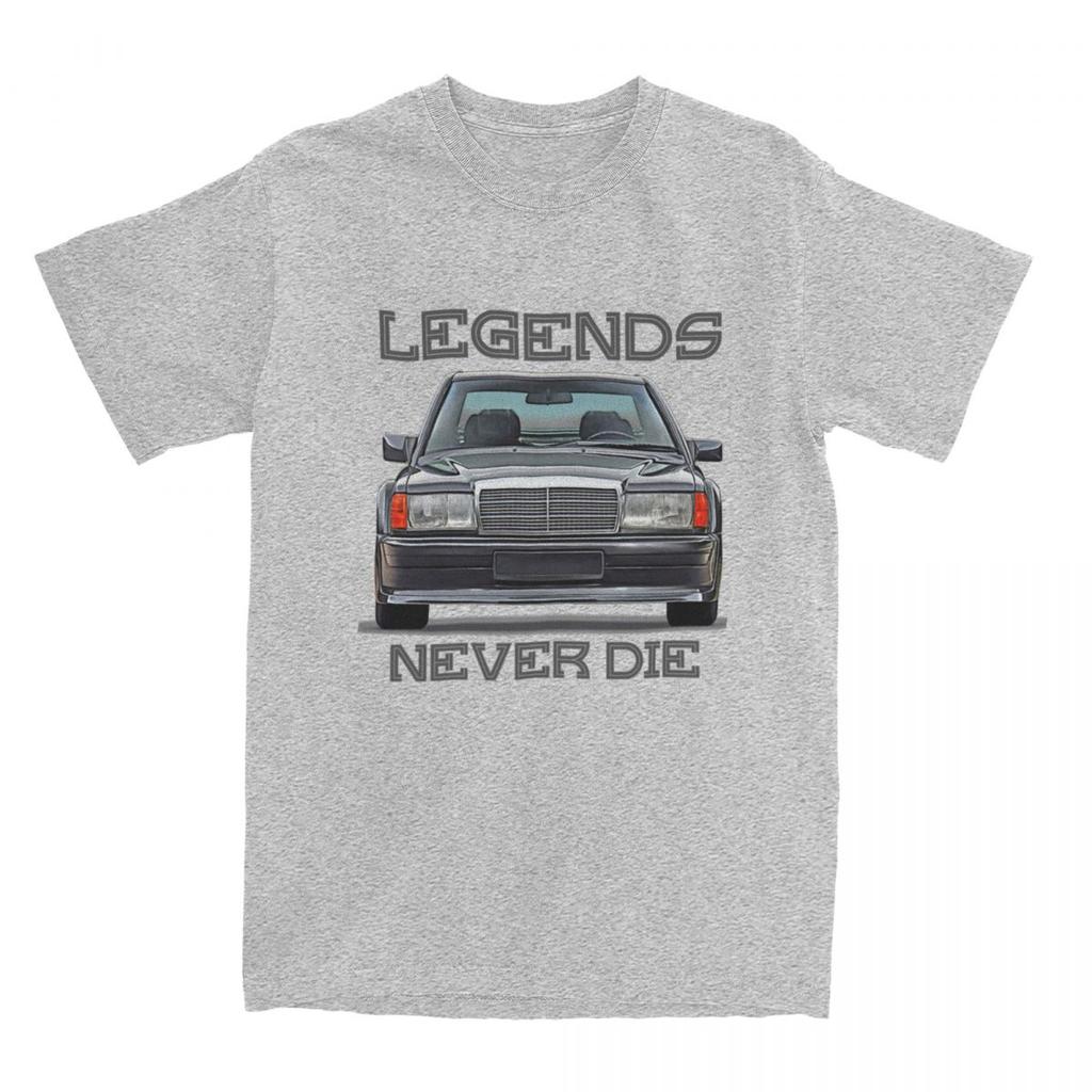 Мужская винтажная футболка с автомобилем W201 Legends Never Die, классическая футболка 190E, повседневная футболка оверсайз из чистого хлопка с круглым вырезом, футболка большого размера