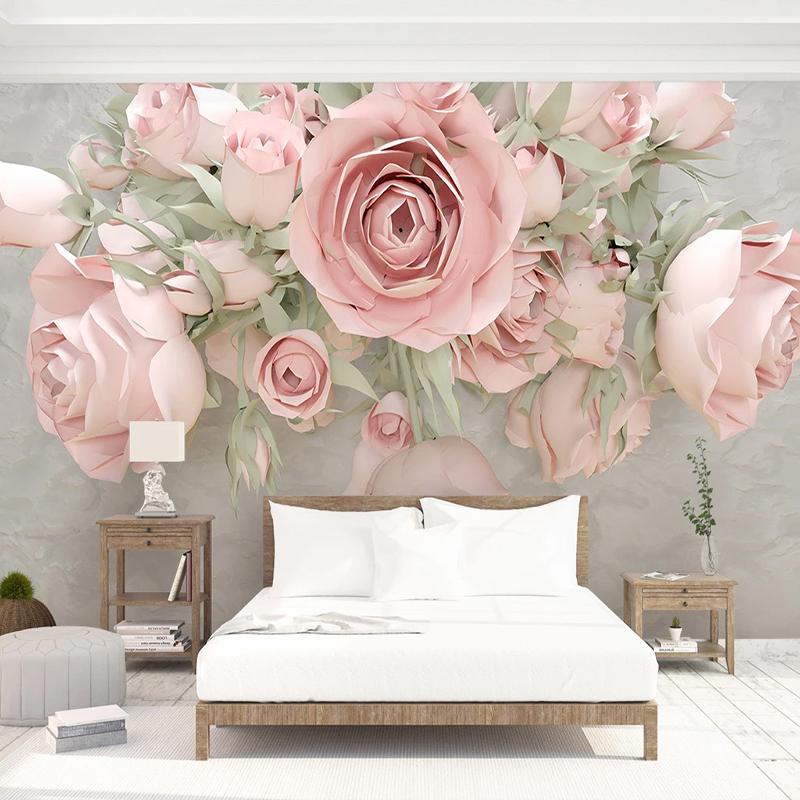 3D фото обои для стен спальни 3D тисненая цветочная роспись гостиной диван ТВ фон украшения цветочные обои