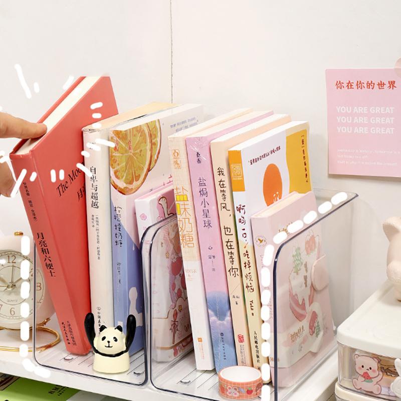 Portable Acrylic Book Stand Transparent Free Combination Bookshelf U-Shaped Book Folder Desk Storage Rack Home Office