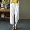 Women's Retro Cotton and Linen Casual Pants Summer Haren Pants Loose Solid Color Casual Cropped Pants