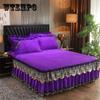 3pcs/set Crystal Velvet Padded Bed Skirt Lace Autumn and Winter Sheets European-style Simmons Protective Cover