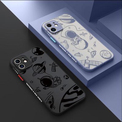Матовый мультяшный чехол для телефона с астронавтом для iPhone 17 Air 17 Pro Max 16 15 14 13 Роскошный космический противоударный чехол-накладка