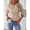 Autumn and Winter New Solid Round Neck Diamond Women's Casual Knitted Sweater 2024