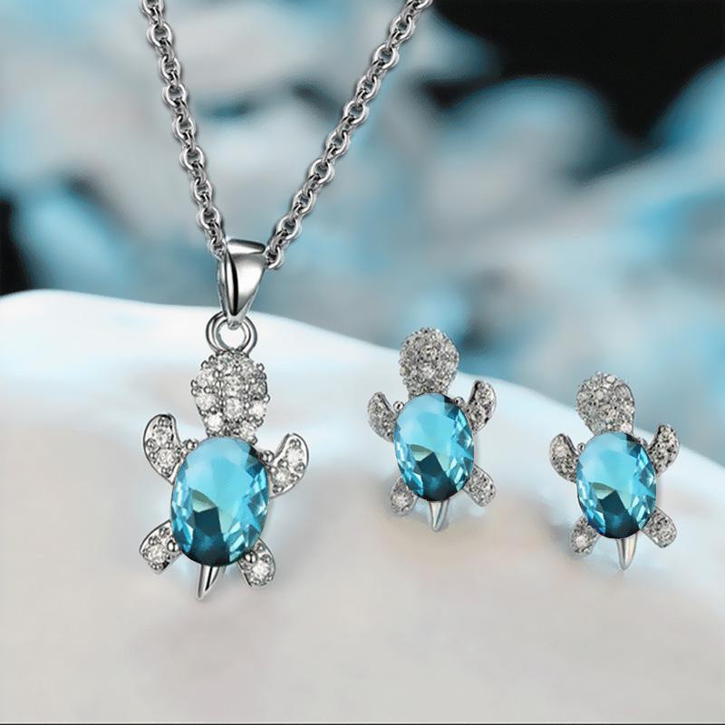 Tortoise Pendant Necklace Earring Set Niche Design Sense Female Jewelry