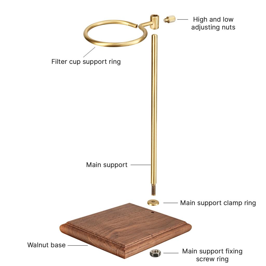 Coffee Dripper Stand Detachable Pour Over Coffee Filter Holder Stand with Natural Walnut Wood