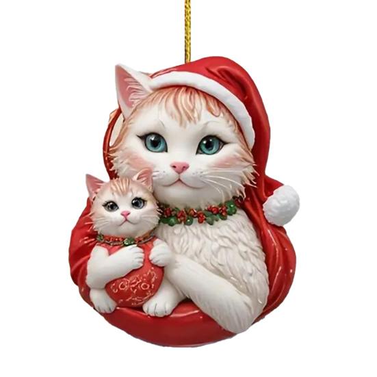 Yousheng Рождественский кулон 2D акриловый кот в рождественской шапке шарм подвеска для автомобиля украшение для создания праздничной атмосферы