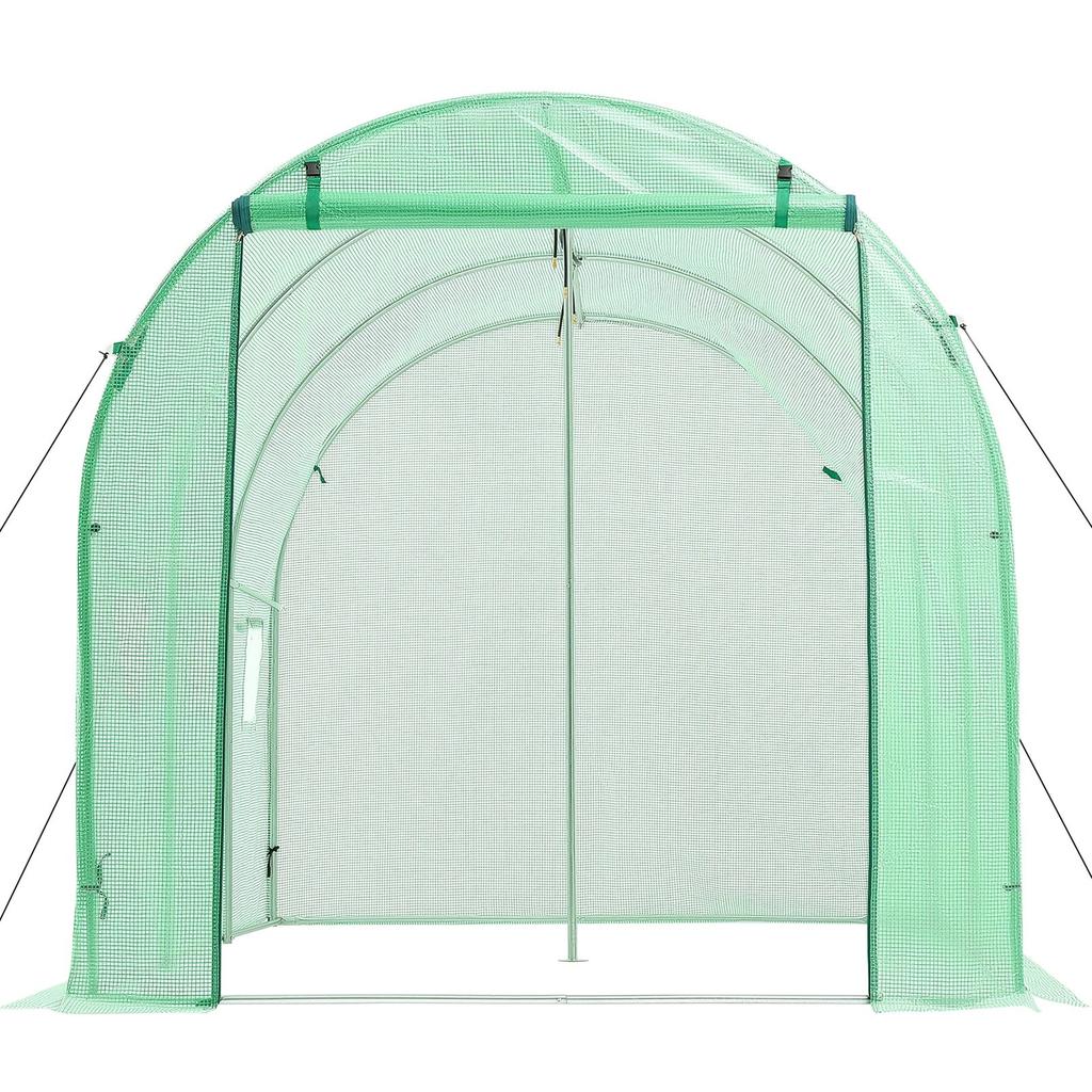 Walk-in Tunnel Greenhouse, 2.93x1.97x1.94 m Hoop House Greenhouse Tunnel with Watering System, Plant Hot House with Steel Frame, PE Cover, Roll-Up