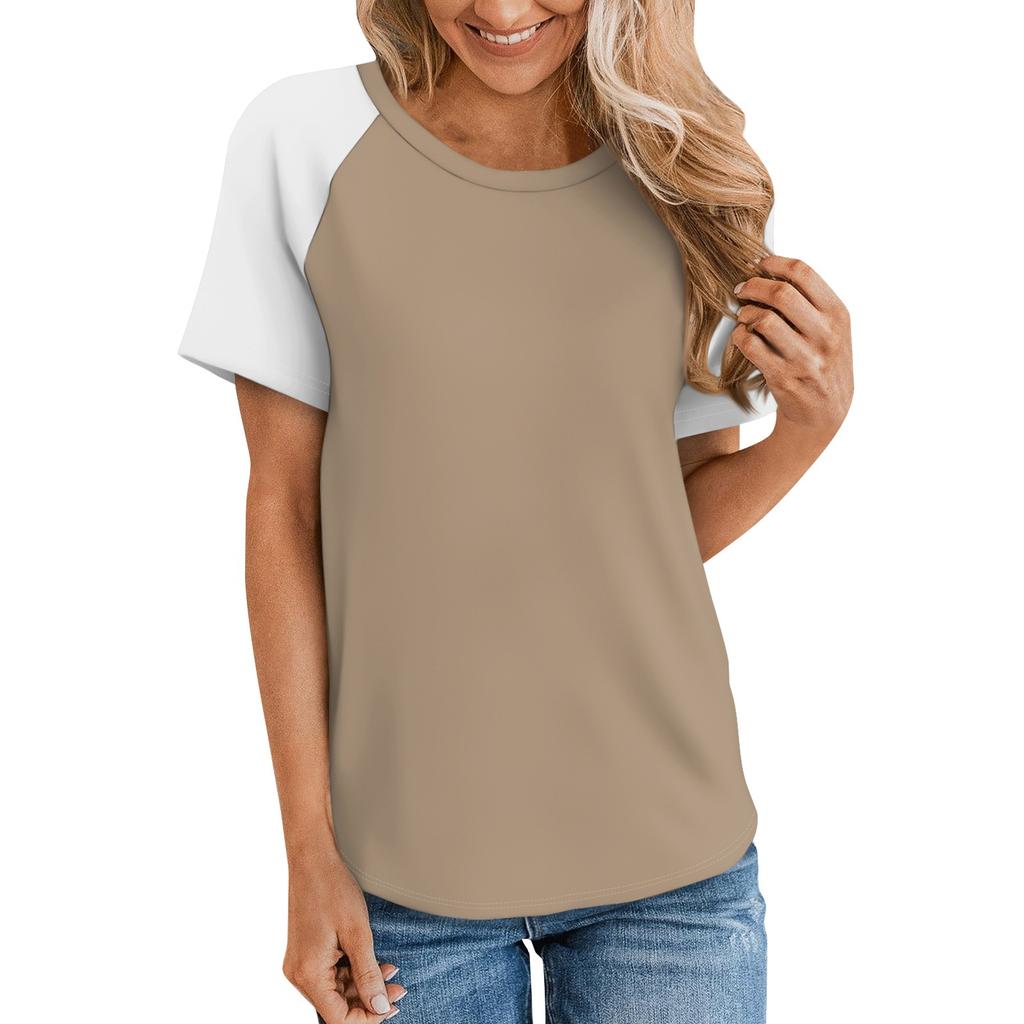 Women's  Short Sleeve T Shirts Round Neck Cute Tunic Tops Basic Tees Blouses Loose Fit Pullover