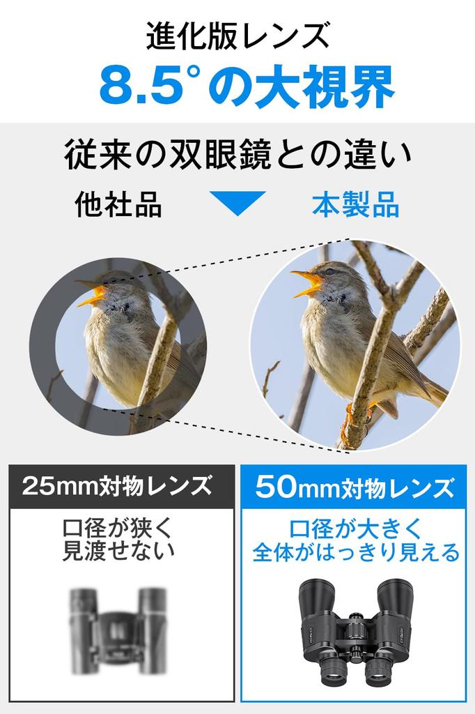 Binoculars Telescope Ultra Wide Field Bak4 Wide Angle Lens 12x High Magnification 12x50 FMC Broadband Green Film Eye Width Adjustment Shockproof IPX6