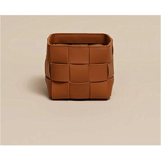 Office Decorative Knitted Storage Desk Organizer Box Woven Leather Remote Control Stationery Holder Pencil Office Supplies