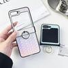 Ring Holder Weave Leather Plastic Phone Case for Samsung Galaxy Z Flip 6 5 4 3 Flip6 Flip4 Flip5 Hard Shell Shockproof Cover
