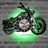 3D Wall Clock Led Luminous Motorcycle Shape Vinyl Record Fashion Design Wall-Mounted Watch Living Room Bedroom Home Decoration