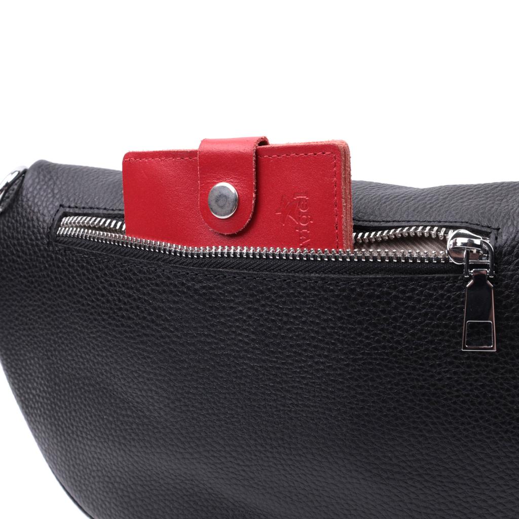 Leather Bag for Women In a Classic Color Crossbody with a Mini Wallet Vintage 22666 Black