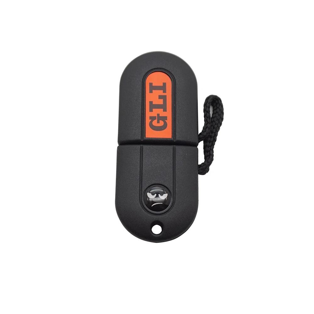 Xinyuexin New Smile Sticker Pill Key Shell Fob Fit for VW 16V VR6 TDI MK2 Golf G60 GT Key HU49 UncutBlade with LED LIGHTING KEY