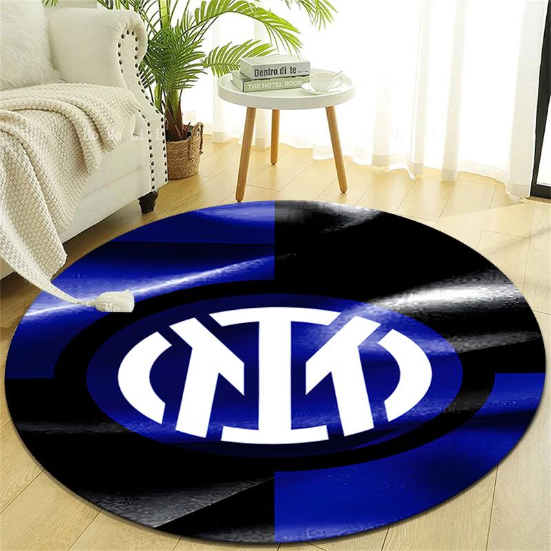 1pc I-Internazionale Milano Print Round Carpet Chair Round Carpet Suitable for Bedroom Living Room Home Decorative Carpet