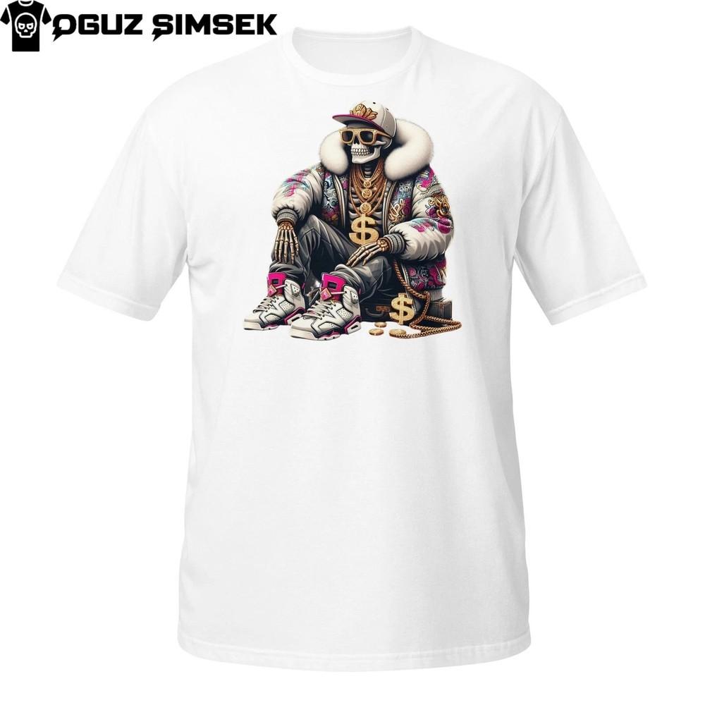 Urban Skull Tee – Hip Hop Skeleton in Shades and Fur JacketT-Shirt