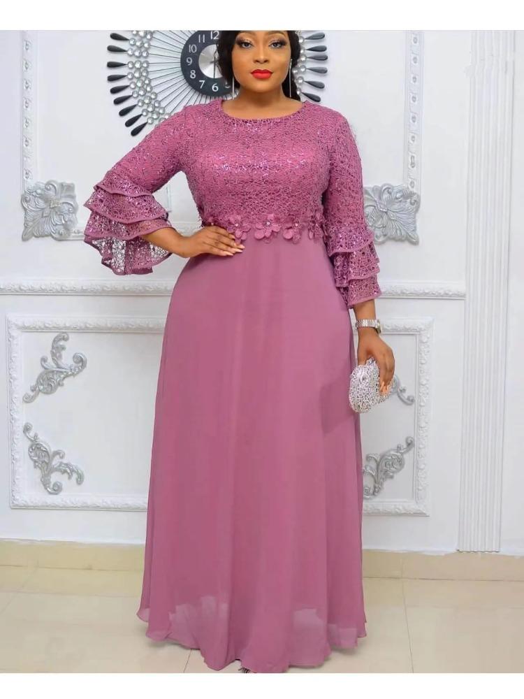 Африканские вечерние платья больших размеров для женщин, новая мода, кружевные свадебные платья Дашики Анкара, элегантное турецкое мусульманское платье макси