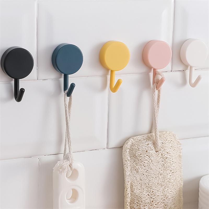 10PCS Self Adhesive Wall Hook Strong Without Drilling Coat Bag Bathroom Door Kitchen Towel Hanger Hooks Home Storage Accessories
