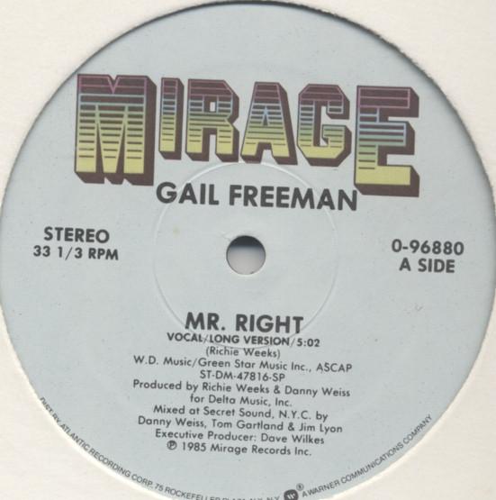 12inch Record GAIL FREEMAN - Mr. Right 096880 Mirage 1985 US Dance & Electronica Used