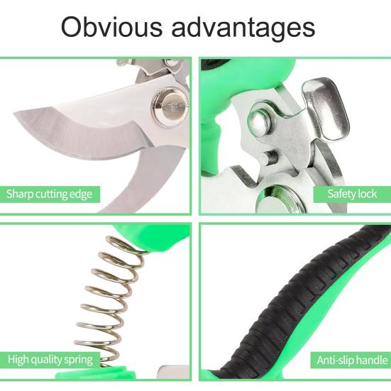 Garden Pruning Shears Stainless Steel Gardening Shears Tree Branch Cutter Snips Sharp Scissors for Cutting Flower Hedge Stem