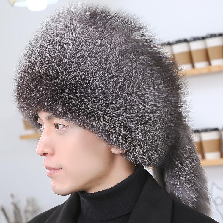 Шапка из лисьего меха Мужская Зимняя из енотового меха Монголия Северо-восток Большая Кожаная Шапка Теплый Мех Женская Кожаная Защита Ушей Шапка
