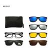 6 In 1 Spectacle Frame Men Women With 5 Pcs Clip On Polarized Sunglasses Magnetic Glasses Male Computer Optical 2201