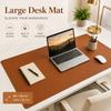 Large Brown Leather Desk Mat Waterproof Non Slip Mouse Pad Smooth Office Table Protector for Laptop Keyboard Writing Workspace