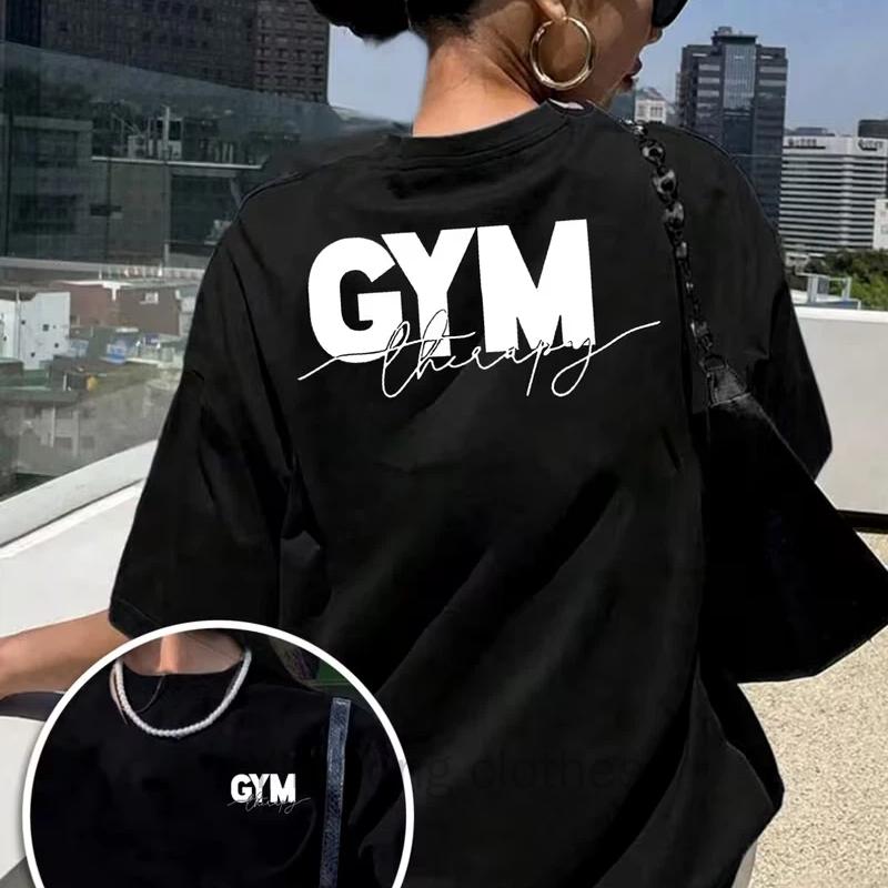 Y2k GYM Терапия Уличная одежда Футболка Подарок Повседневная футболка Ретро Винтажная футболка Женская Мужская Хлопок Оверсайз Свободная Летняя