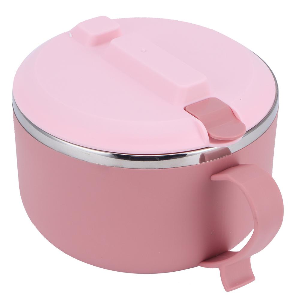 Rice Noodle Bowl with Lid 1200ML Anti Scalding Thermal Lunch Box Kitchen Utensils(Pink )