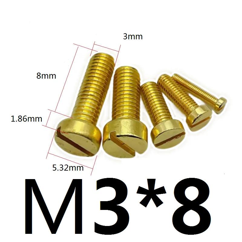 M 2.5 3 4 5 6 8 10 12 Метрический X 4-25мм Длина Латунный Чашечный Шлиц Головка Винт Болт