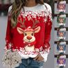 Sweaters For Women Christmas Teen Girls Long Sleeve Crewneck Sweatshirt Cute Reindeer Graphic Xmas Y2k Hoodie Long Sleeve Tops