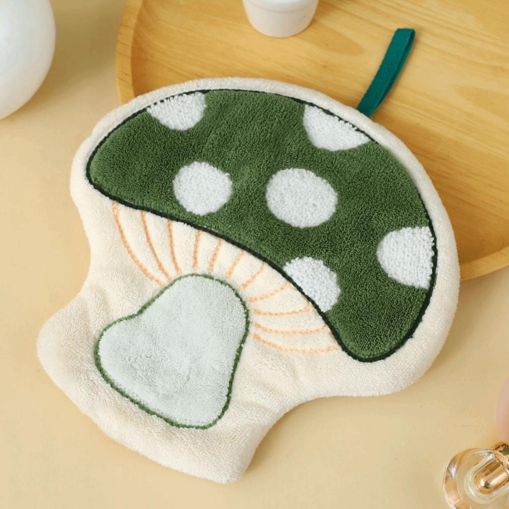Soft Mushroom Theme Hand Towel Coral Fleece Bathroom Kerchief Toilet Handkerchief  Kitchen Home